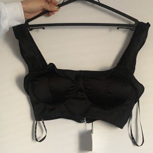 Black crop top with frills from missguided